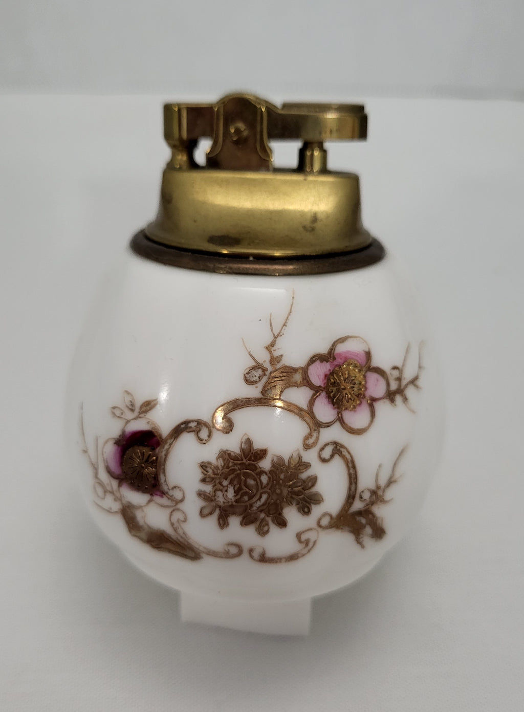 Handcrafted Vintage Ceramic Lighter Hand Painted details in Gold Tones