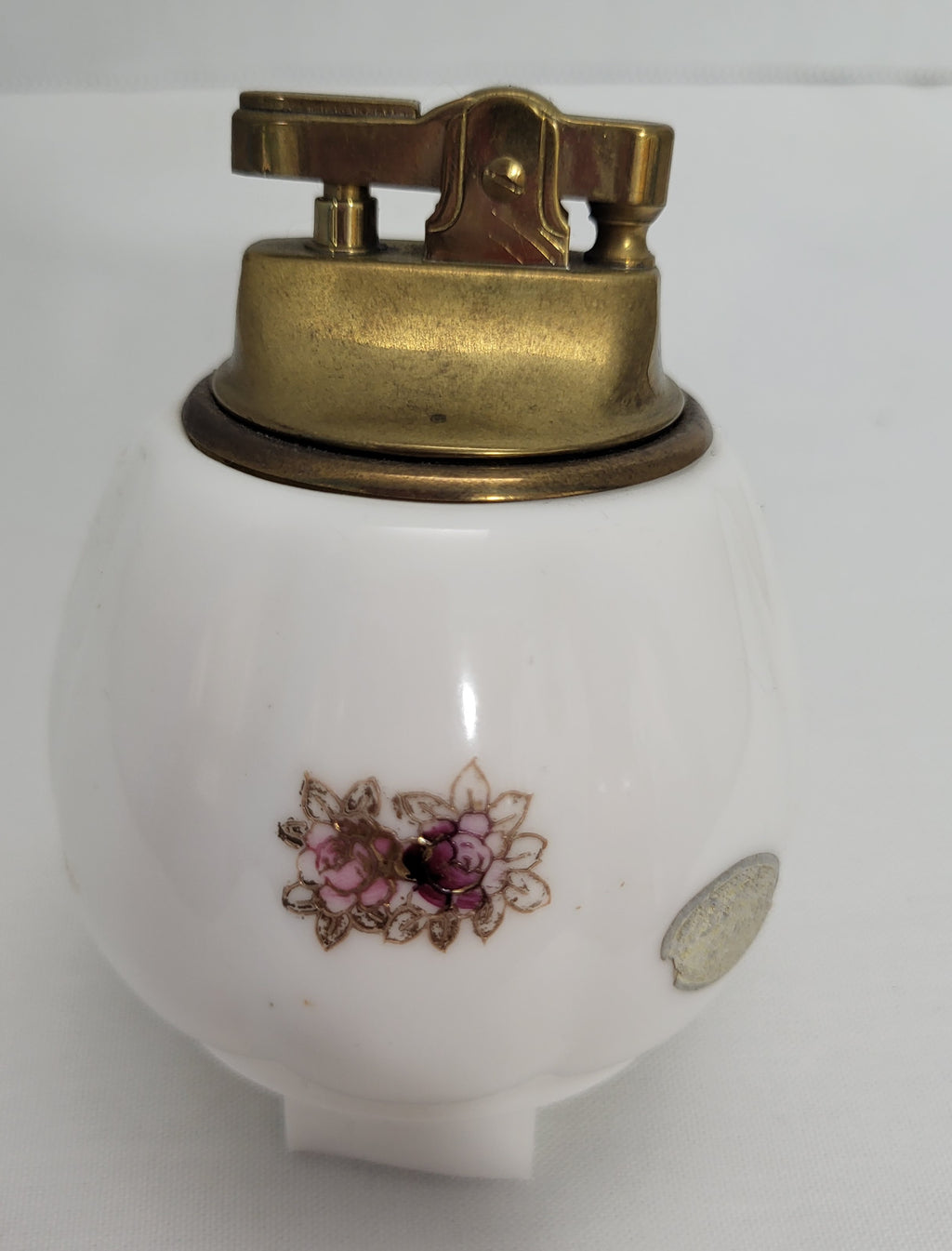 Handcrafted Vintage Ceramic Lighter Hand Painted details in Gold Tones