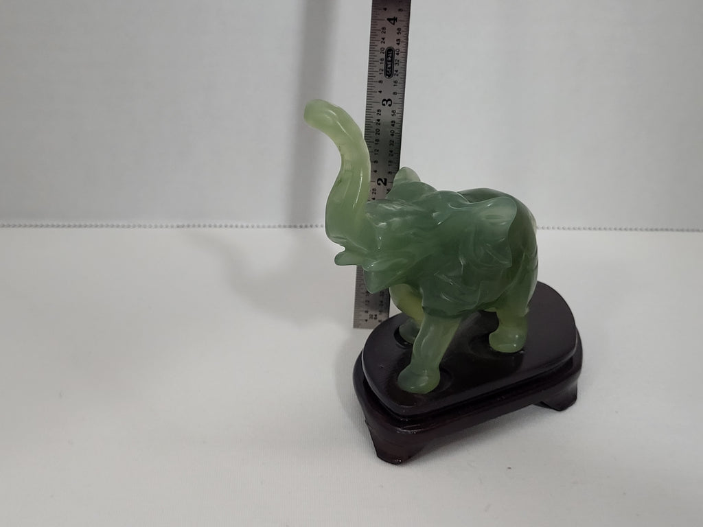 Beautiful Hand-Carved Green Jade Elephant Figurine.
